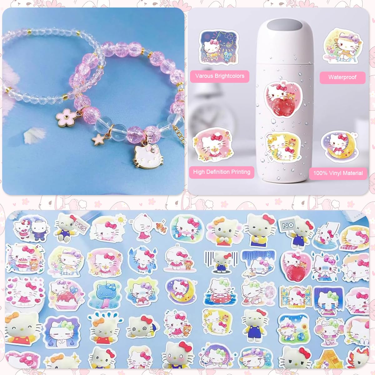 PATPAT Cute Kawaii Kitty Stuff Gift Set, Including Drawstring Bag Coin Wallet Bracelet Keychain Necklaces Button Pins Stickers Lanyard for Kids Teens Adults PATPAT Cute Kawaii Kitty Stuff Gift Set, Including Drawstring Bag Coin Wallet Bracelet Keychain Necklaces Button Pins Stickers Lanyard for Kids Teens Adults